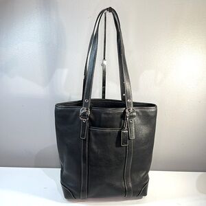 Coach Hamptons Black Leather Vintage Tote Bag 4462